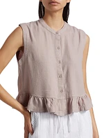 Alice Linen-Blend Flounce Tank