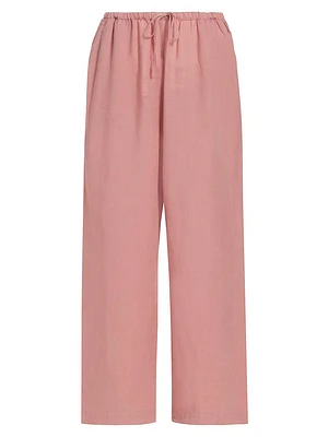 Linen-Blend Drawstring Pants