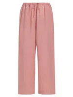 Linen-Blend Drawstring Pants