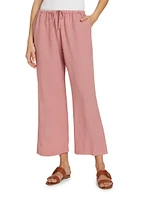 Linen-Blend Drawstring Pants