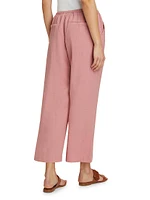 Linen-Blend Drawstring Pants