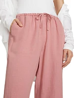 Linen-Blend Drawstring Pants