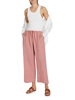 Linen-Blend Drawstring Pants