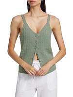 Linen-Blend Scallop Knit Tank