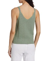 Linen-Blend Scallop Knit Tank