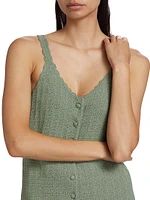 Linen-Blend Scallop Knit Tank