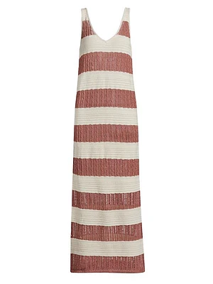 Nicola Striped Linen-Blend Sweaterdress