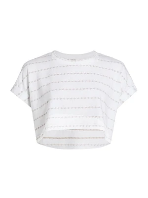 Skyler Striped Cotton-Blend Crop T-Shirt