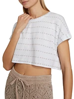 Skyler Striped Cotton-Blend Crop T-Shirt