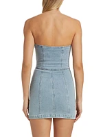 Idara Crystal Denim Strapless Minidress