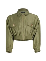 Farrah Linen Bomber Jacket