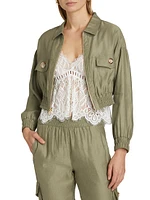 Farrah Linen Bomber Jacket