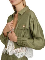 Farrah Linen Bomber Jacket