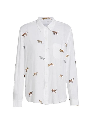 Charli Sarafi Cheetah Linen-Blend Shirt