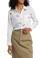 Charli Sarafi Cheetah Linen-Blend Shirt