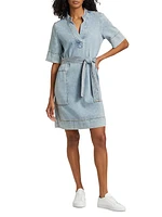 Chancey Denim Tie-Waist Minidress