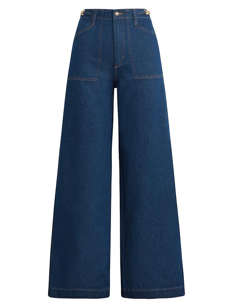 The Fancy Mischa Wide-Leg Denim Pants