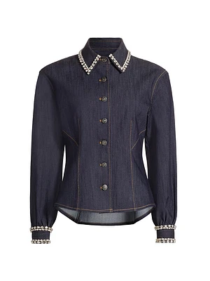 Autumn Embellished Denim Blouse