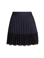 Laney Lace Pleated Denim Skirt