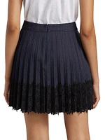 Laney Lace Pleated Denim Skirt