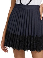 Laney Lace Pleated Denim Skirt