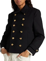 Ornella Wool Cropped Peacoat