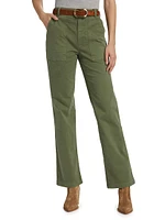 Gaby Twill Straight-Leg Pants