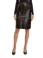 Cargo Distressed Leather Pencil Skirt