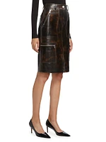 Cargo Distressed Leather Pencil Skirt