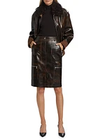 Cargo Distressed Leather Pencil Skirt