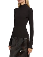 Rib-Knit Turtleneck Cashmere Top