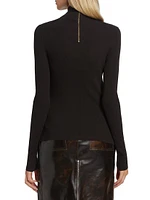 Rib-Knit Turtleneck Cashmere Top