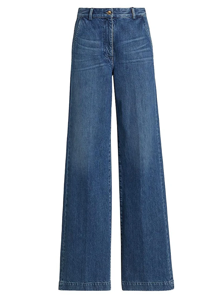 Wide-Leg Denim Trousers