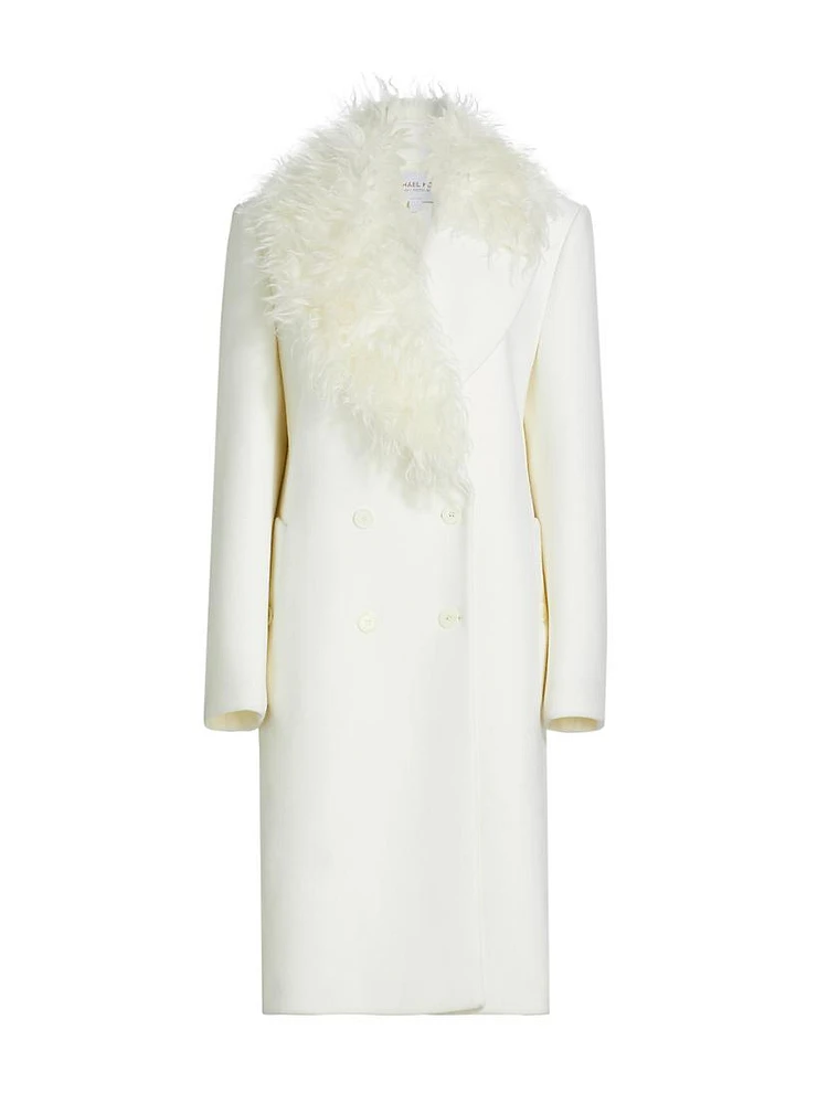 Mohair Collar Wool Double-Breasted Coat