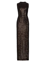 Sequined Sleeveless Column Gown