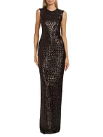 Sequined Sleeveless Column Gown