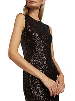 Sequined Sleeveless Column Gown