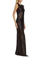 Sequined Sleeveless Column Gown