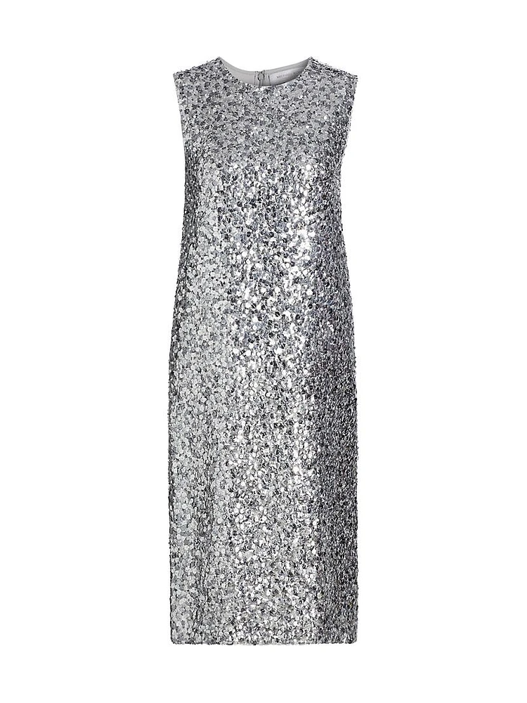 Sequined Crewneck Sheath Dress