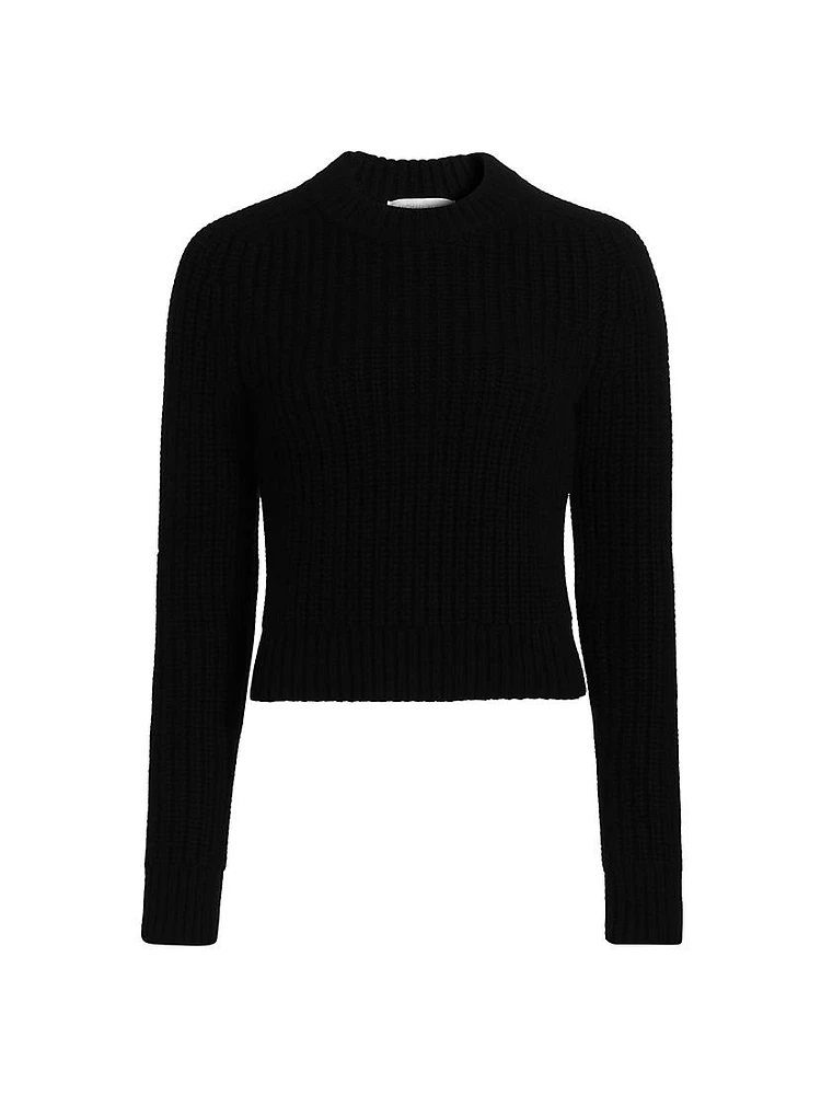 Corallina Cropped Rib-Knit Crewneck Sweater