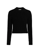 Corallina Cropped Rib-Knit Crewneck Sweater