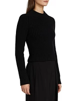 Corallina Cropped Rib-Knit Crewneck Sweater