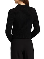 Corallina Cropped Rib-Knit Crewneck Sweater