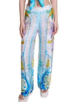 Patterned Satin-Effect Trousers