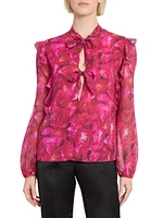 Floral Silk Tie Blouse