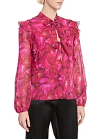 Floral Silk Tie Blouse