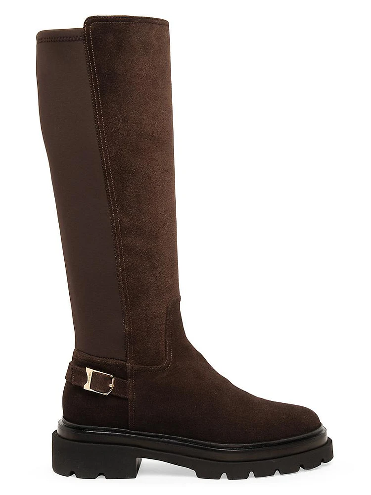 Suede & Neoprene Buckled Boots