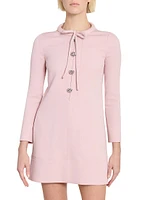 Crystal-Button Crepe Minidress