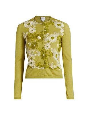 Floral Soutache Silk-Blend Sweater