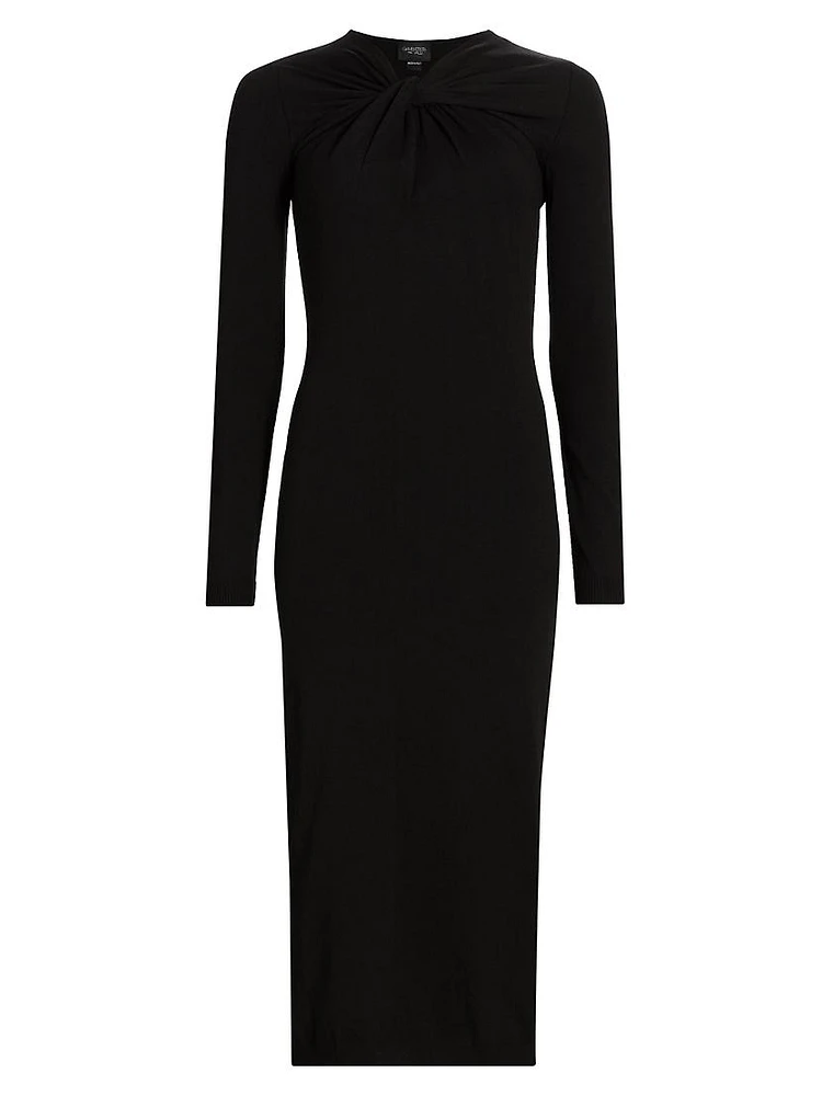 Knotted Neck Jersey Sheath Dress